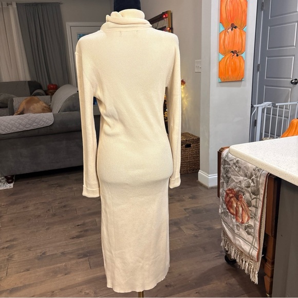Elegant Cream Turtleneck Dress - Picture 6 of 8